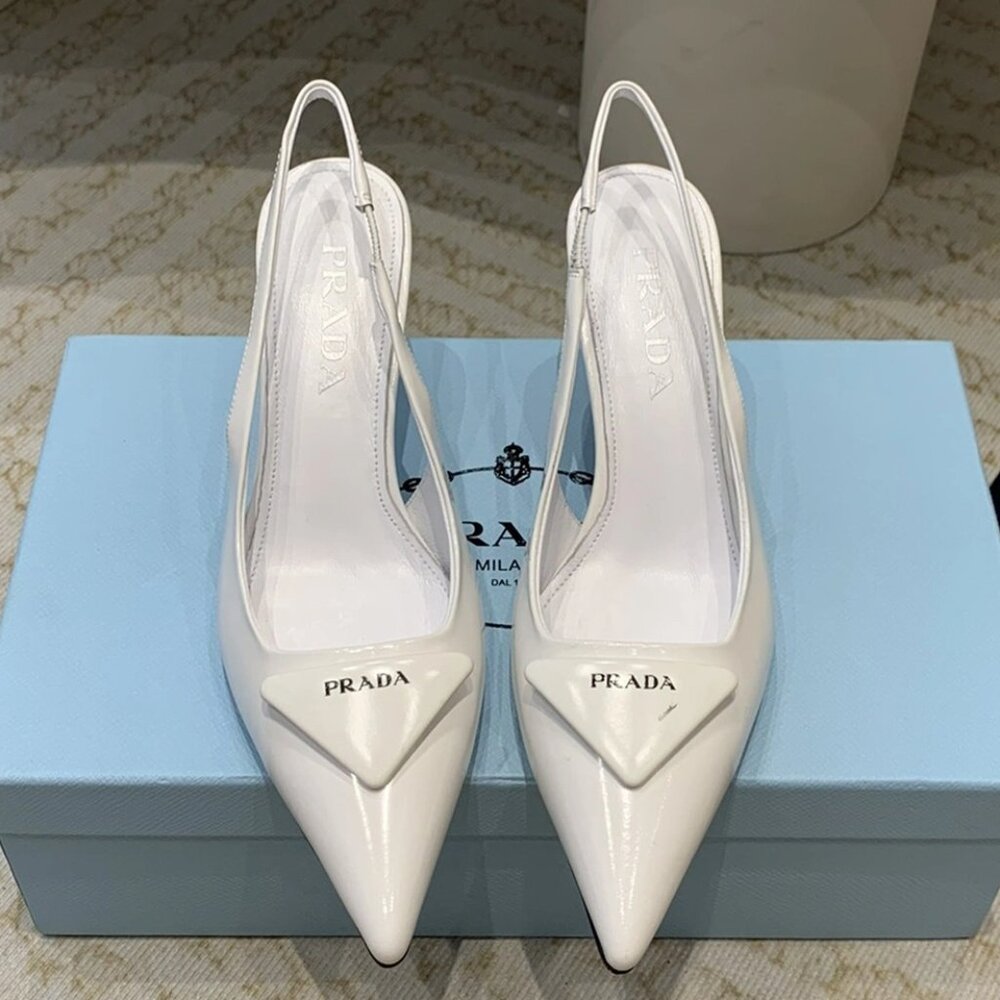 Prada White Slingback Heels